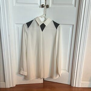 Anne Fontaine Ivory Blouse with Black Accents